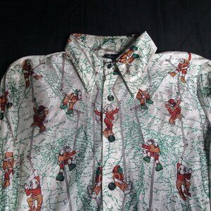 Vintage Monticello Mountain Climbers Disco Polyester Button Shirt